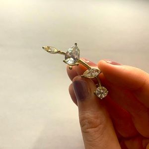 gold jeweled earring with cuff